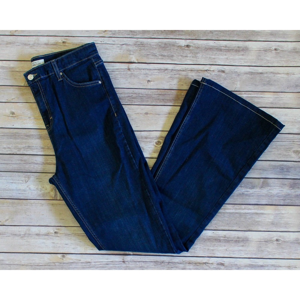 Topshop Moto Jeans Womens 34 x 32 Tall Dark Wash Jamie Flare Stretch Denim